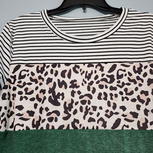 Leopard Print Striped Short Sleeve - Picture 9 of 12
